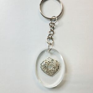 Silver Heart Resin Keychain Elegant